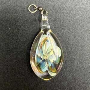 Elegant Glass Flower Pendant hand-blown glass flower pendant implosion
